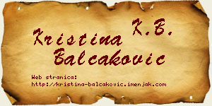 Kristina Balčaković vizit kartica